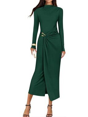 Chic Women's Long Sleeve Midi Dress for Fall Weddings & Events - Perfect Fit!